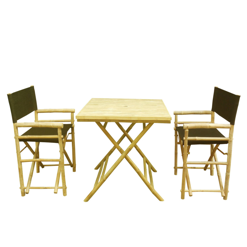 3 Piece Square Folding Bamboo Patio Dining Set N84426