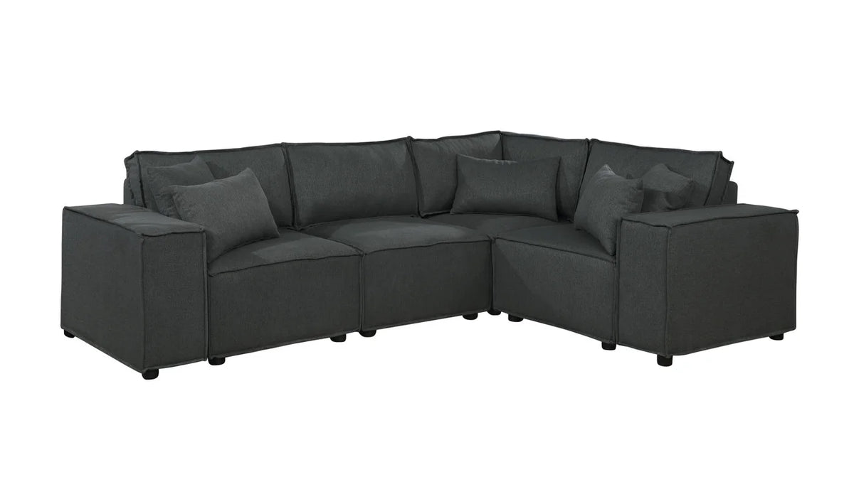 Modular Sectional Sofa with Ottoman in Dark Gray Linen K2833