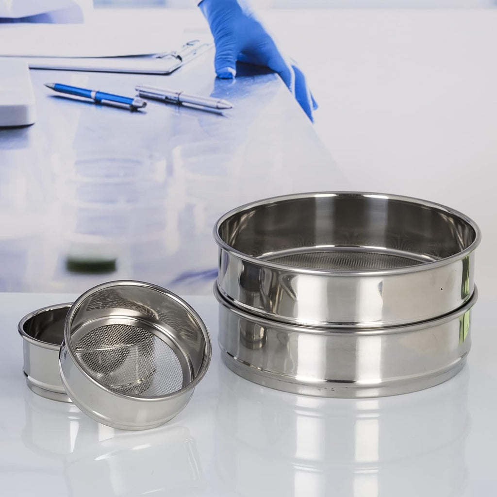 800 Mesh 8'' Diameter 304 Stainless Steel Test Sieve Pack of 2 E655
