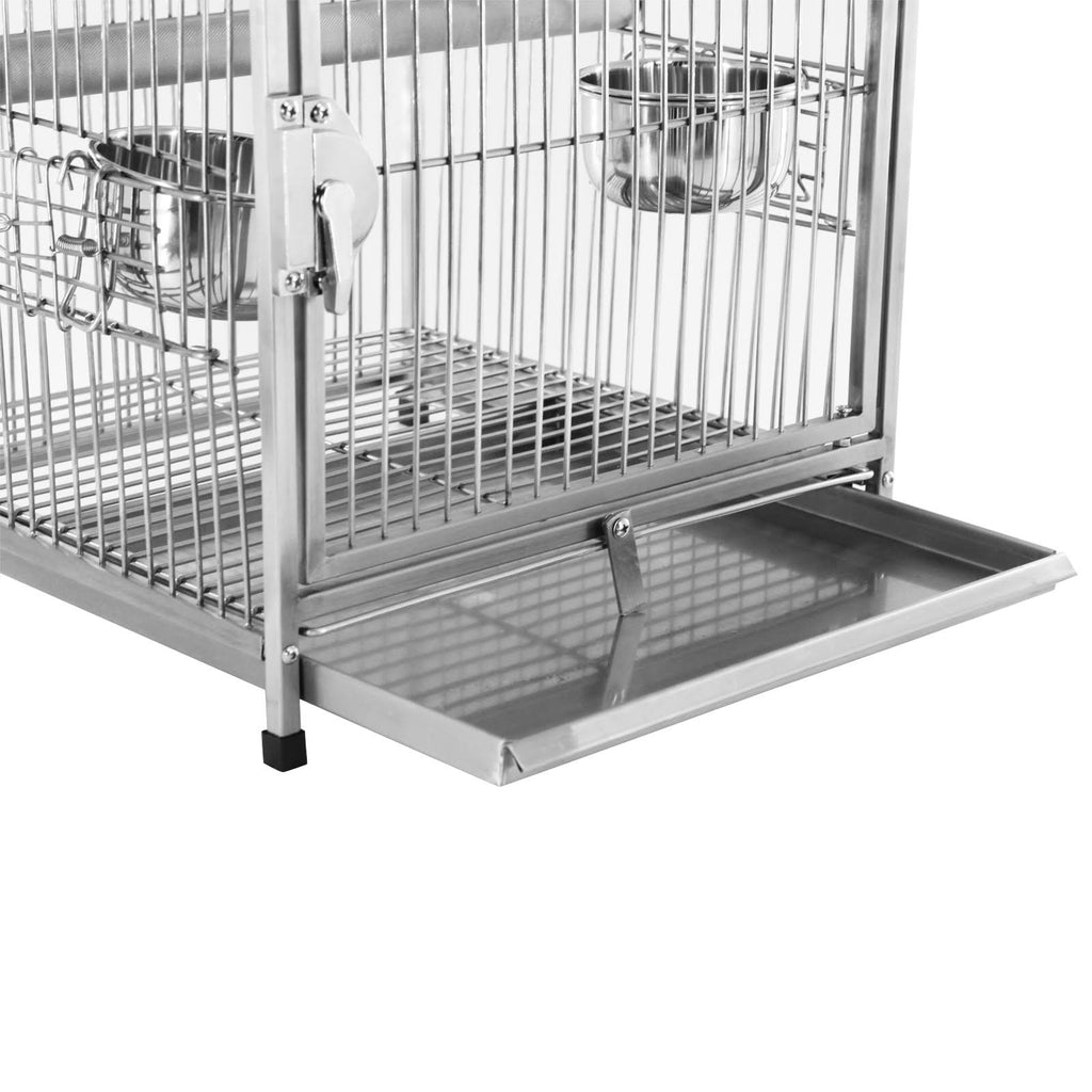 Stainless Steel Parrot Travel Cage Bird Cage Carrier with Handle Perch U919