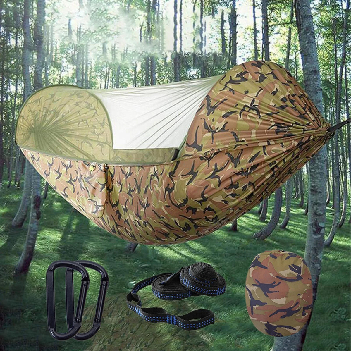 Large Camping Hammock with Net Lightweight Polyester Hanging Hammocks Tree Straps Swing Hammock Bed F848047