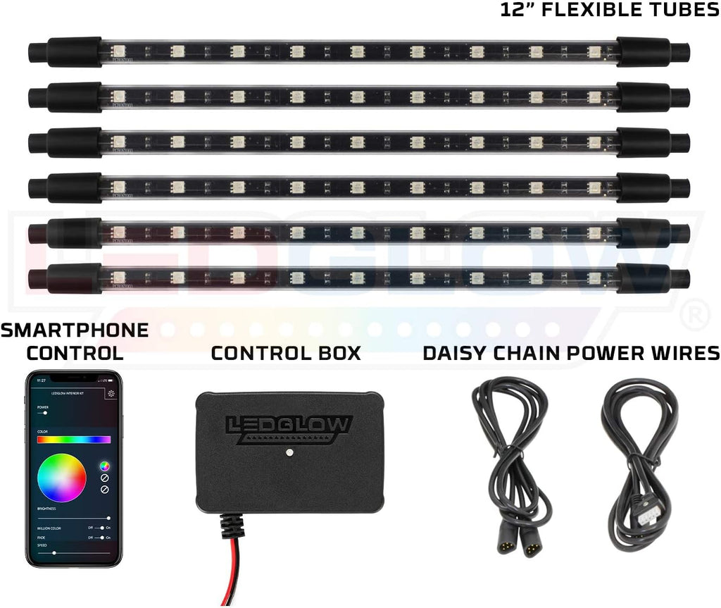 6pc Bluetooth Multi-Color LED Interior Footwell Underdash Neon Lighting Kit O926