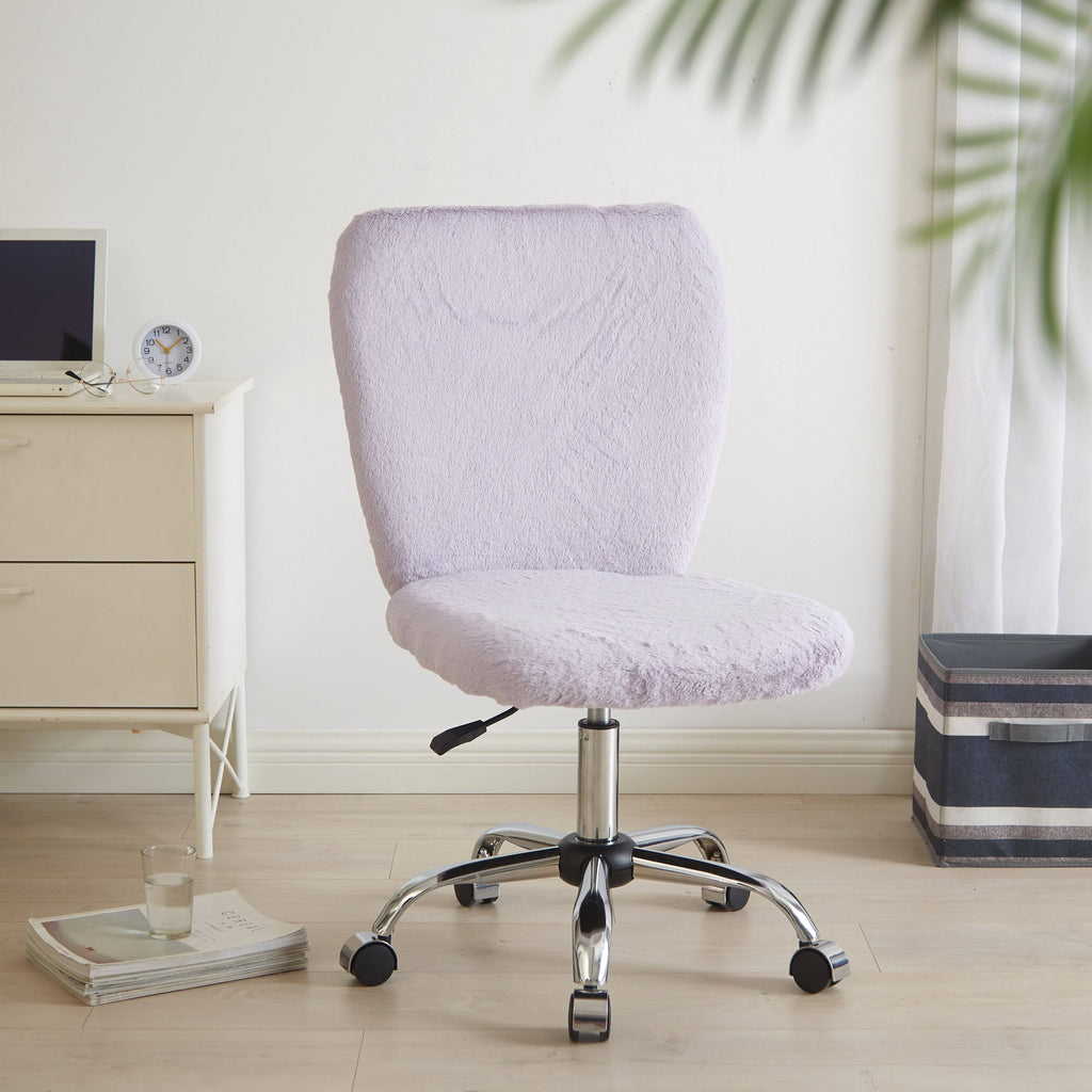 Lavender Faux Fur Rolling Desk Chair H466