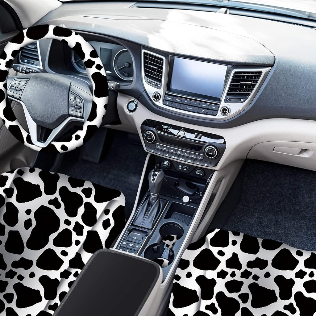 15 Pieces Cow Print Car Seat Covers Full Set B650