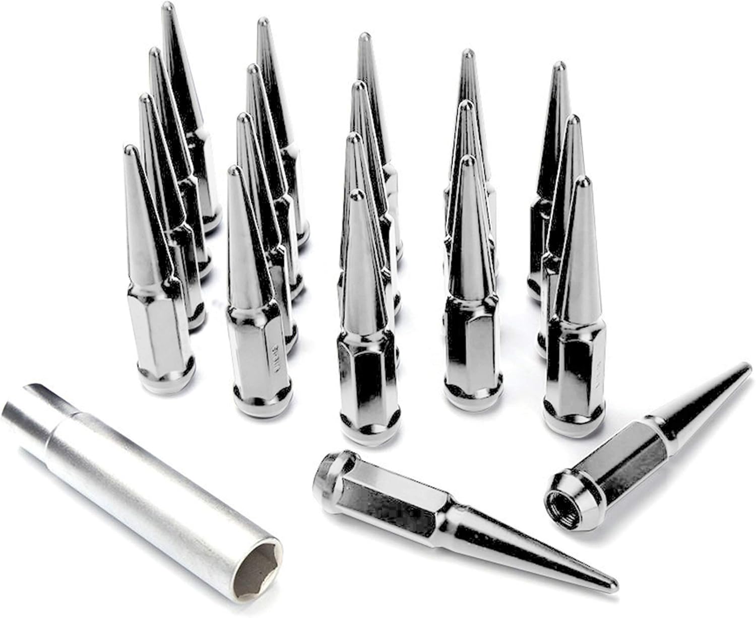 20PCs 9/16-18 Spike Purple Solid Steel Lug Nuts 4.5 INCHES Tall with Key Pack of 2 Q652900