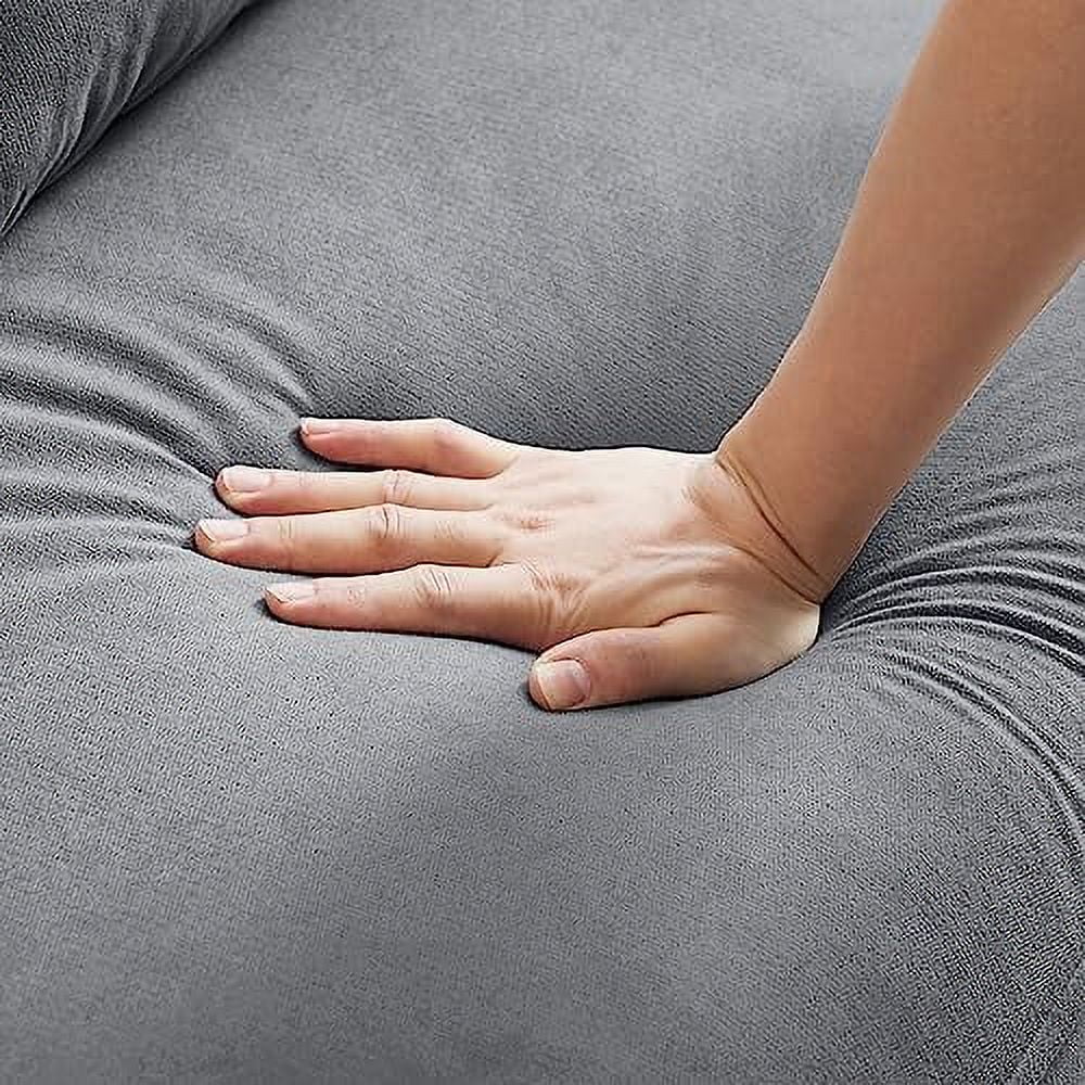 Light Grey 2 Seat Tufted Loveseat Sofa with Throw Pillows S87796