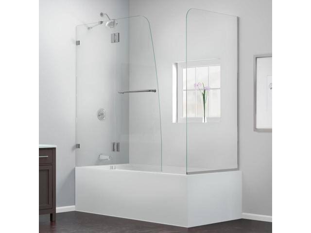 Frameless Hinged Tub Door with Return Panel, Brushed Nickel G68305