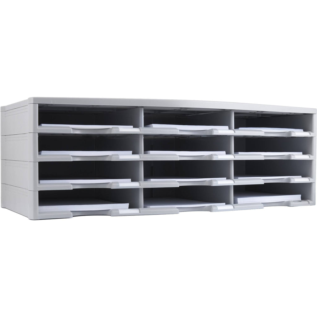 12-Compartment Literature Organizer, Gray U612680