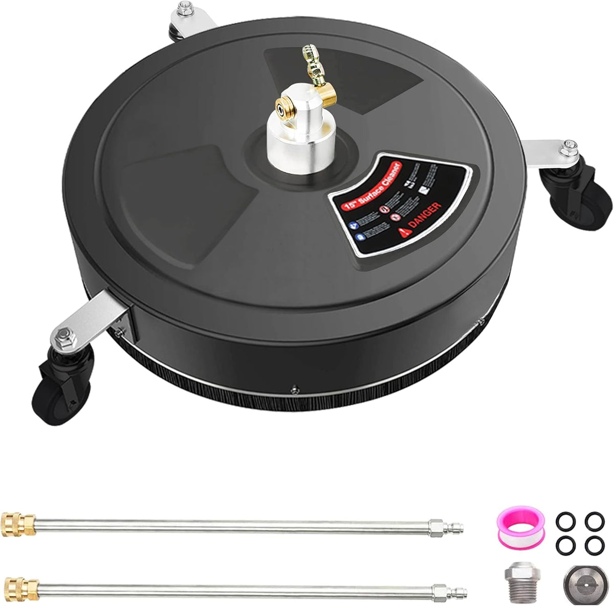 15" Stainless Steel Pressure Washer Surface Cleaner with 2 Extension Wand Attachments, 4000 PSI A57907