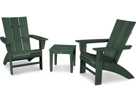3-Piece Curveback Adirondack Chair Set in Sunset Red / White A307