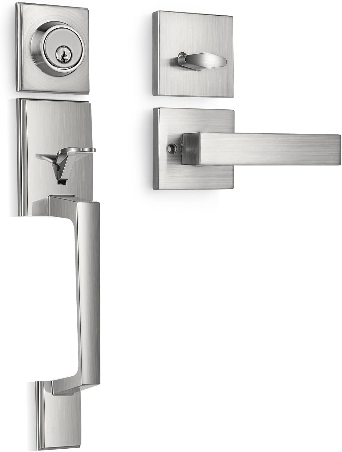Satin Nickel Single Cylinder Door Handleset Pack of 2 M30051