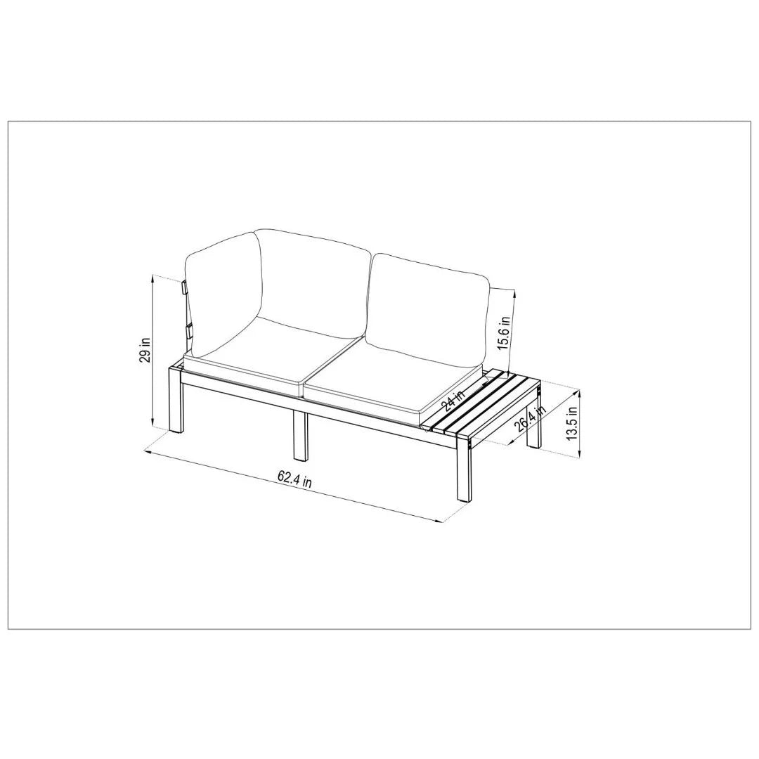 Teak Patio Conversation Set with Blue Cushions E96321