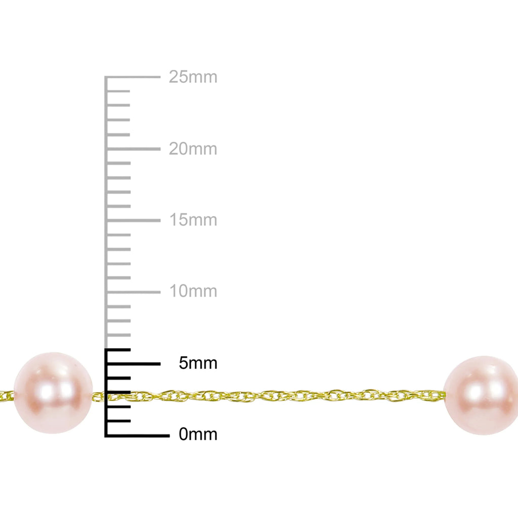 Pink Cultured Freshwater Pearl 14kt Yellow Gold Necklace E669