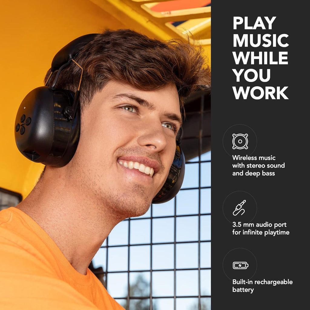 Bluetooth 5.0 Noise Reduction Safety Earmuffs with Adjustable Headband Q487050
