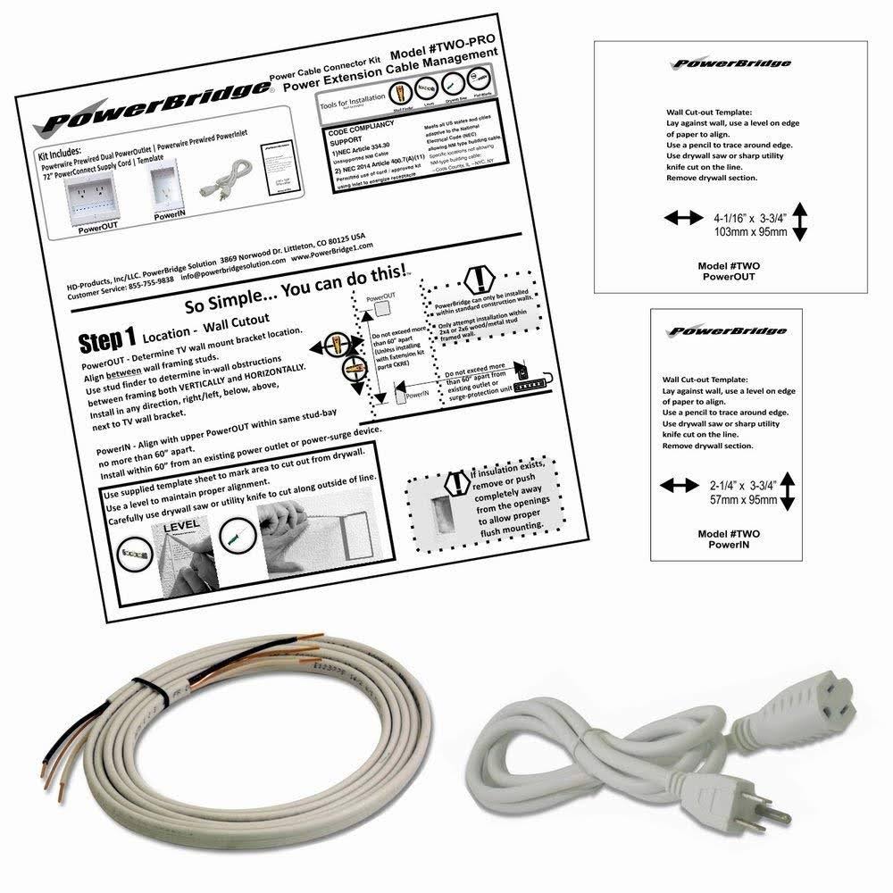 Dual In-Wall Cable Management for Wall-Mounted TVs, 24& Romex Cable O873