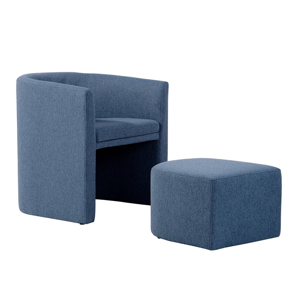 Blue Accent Chair with Ottoman F68679