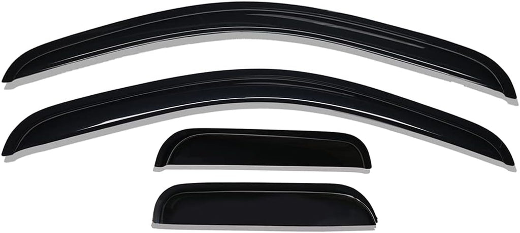 Tape-on Side Window Visor Deflector Rain Guard, Dark Smoke Shatterproof, 4 PCS Set T377
