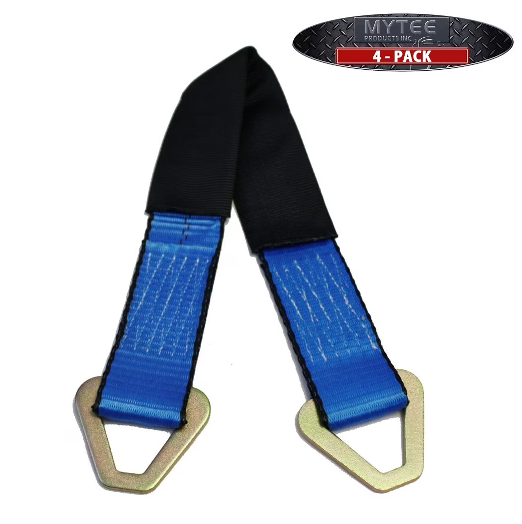 (4 Pack) 2" x 24" Heavy Duty Tie Down Axle Straps with D-Ring and Protective Sleeve, 10,000LBS Capacity W541