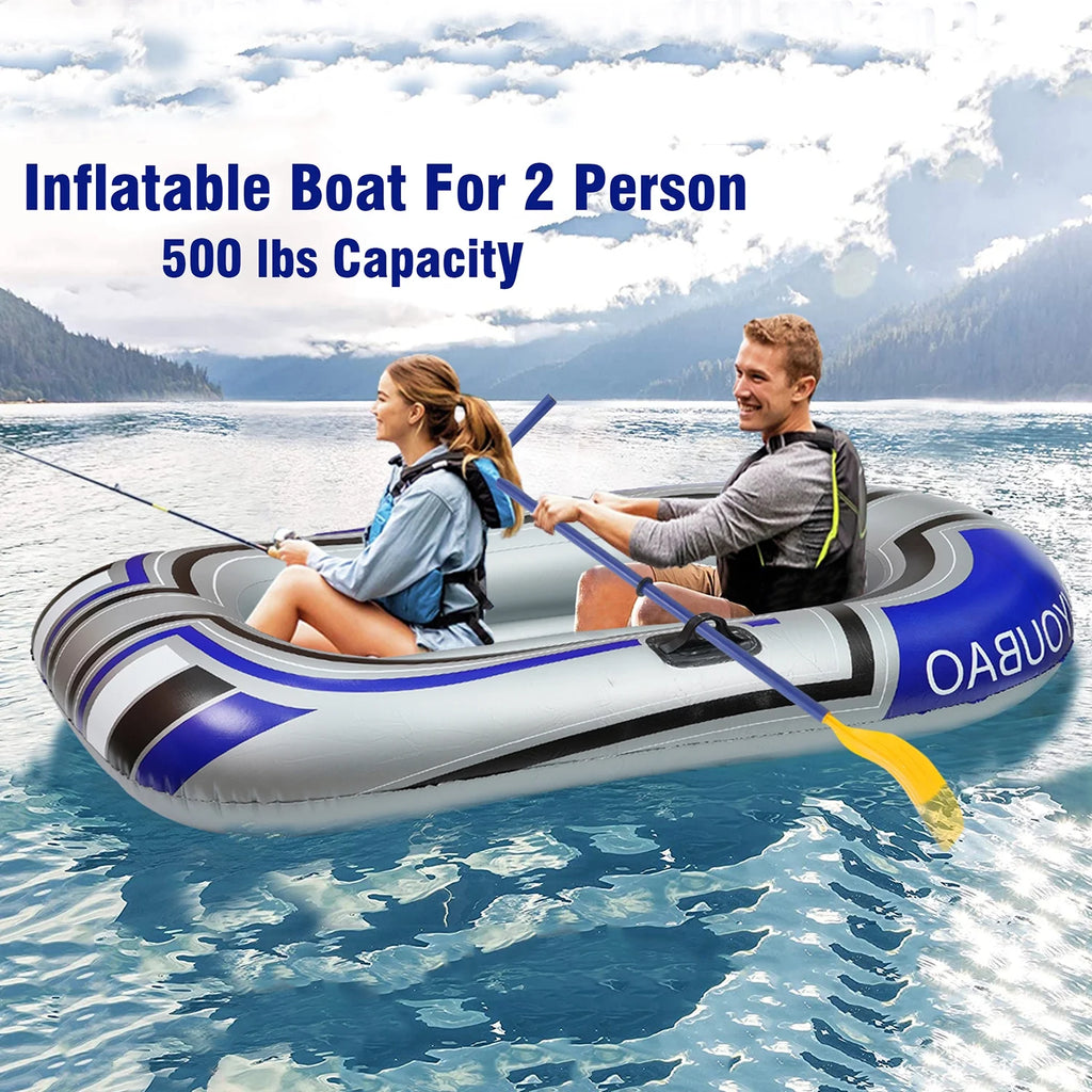 2 Person 74 inch Inflatable Fishing Boat with 2 Oars and Pump C91101