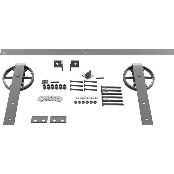 Flint Gray Barn Door Hardware Set with 84 inch Track H7368