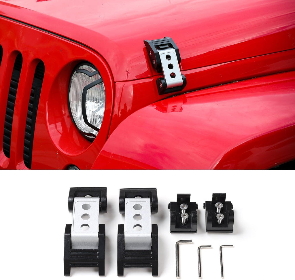 Stainless Steel Latch Locking Hood Catch Kit for Jeep Wrangler JK JKU (Silver) Pack of 2 M7057