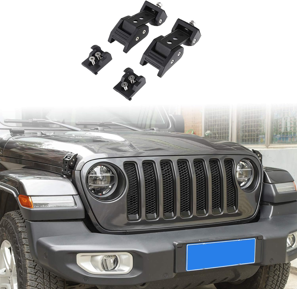 Stainless Steel Latch Locking Hood Catch Kit for Jeep Wrangler JK JKU (Silver) Pack of 2 M7057