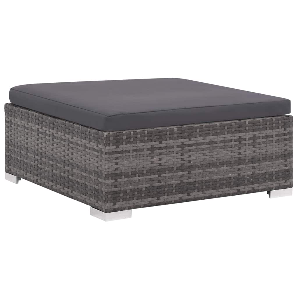 Set of 6 Poly Rattan Patio Sectional Corner Sofa with 2 Ottoman and Cushions Gray F58470
