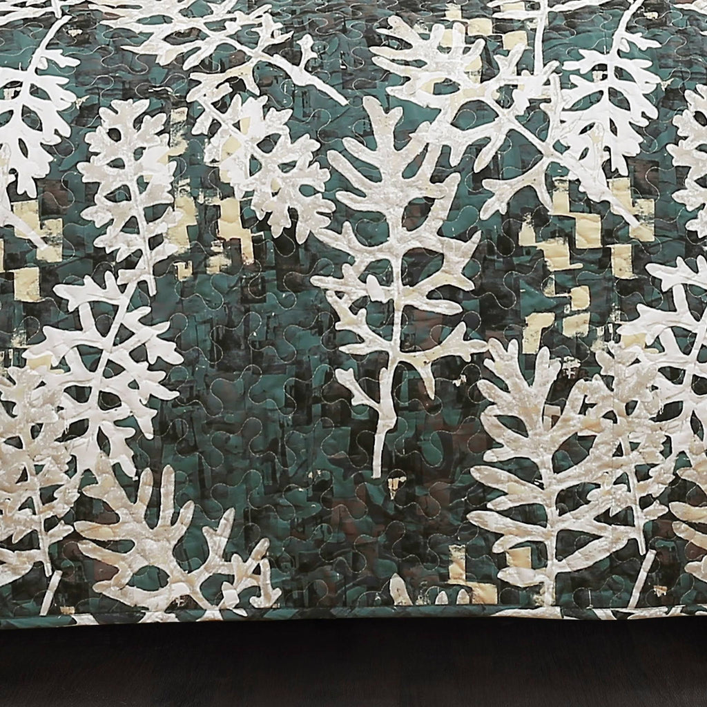 Green Camouflage Leaves Quilt Set Full/Queen I60528