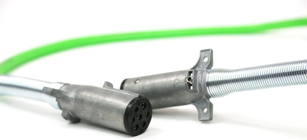 7-Way ABS Coiled Cable 15 Ft Green 48" x 12" Leads Trailer Electrical Power Cord Pack of 2 T4411