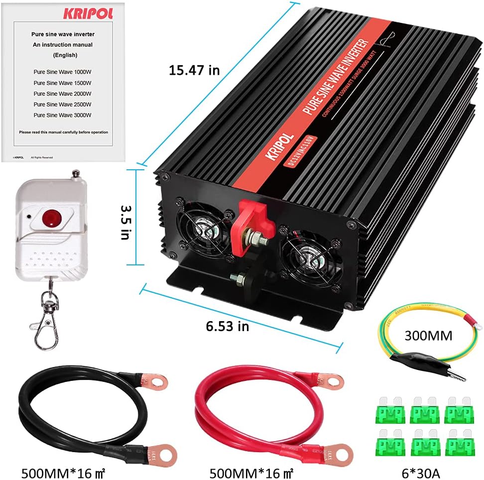 2000 Watt 12V DC to 110v/120v AC Power Inverter with 4 AC Outlets and USB Output E7999