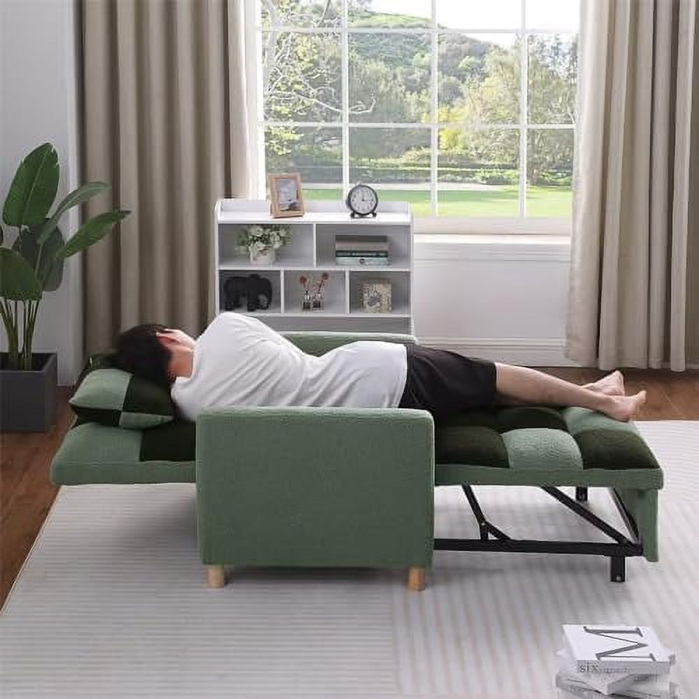 Convertible Sleeper Sofa Chair Bed 3-in-1 Velvet Couch with Pull-Out Bed Gray Q3194
