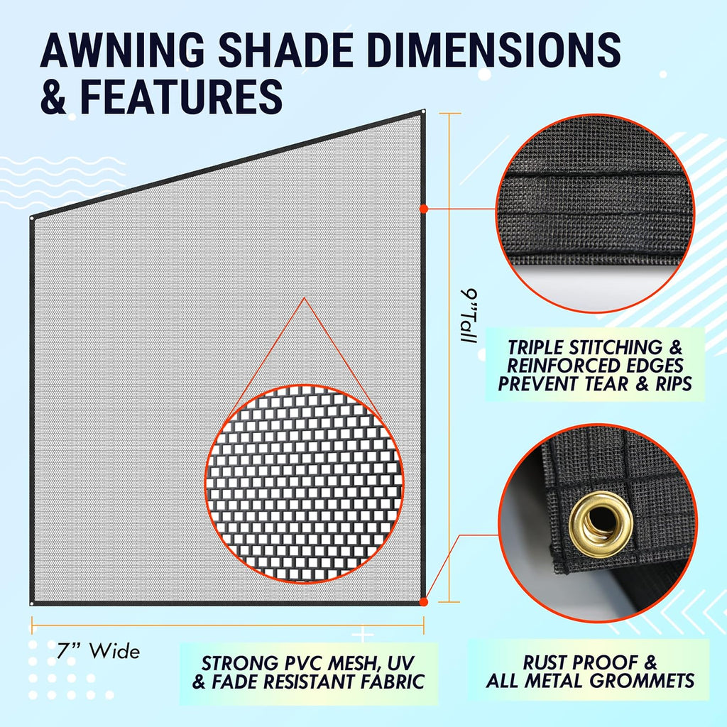 RV Awning Shade Screen 7x9’ Mesh Pack of 2 M8526