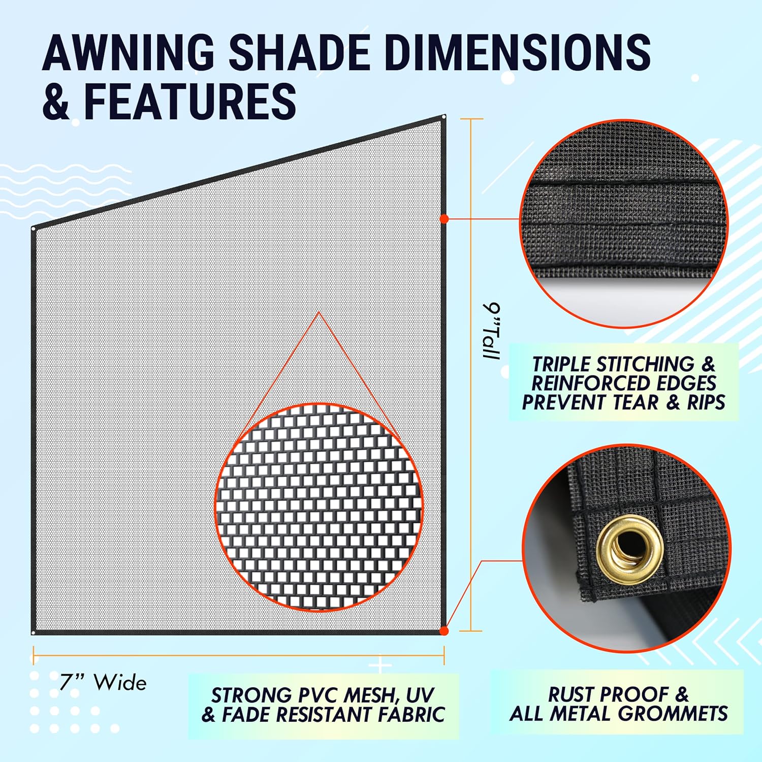 RV Awning Shade Screen 7x9’ Mesh Pack of 2 M8526