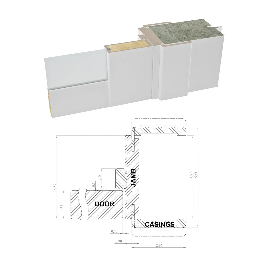 Solid French Door 30 x 80 inches White Silk Clear Glass Single Regular Panel Frame Trims Handle L5775