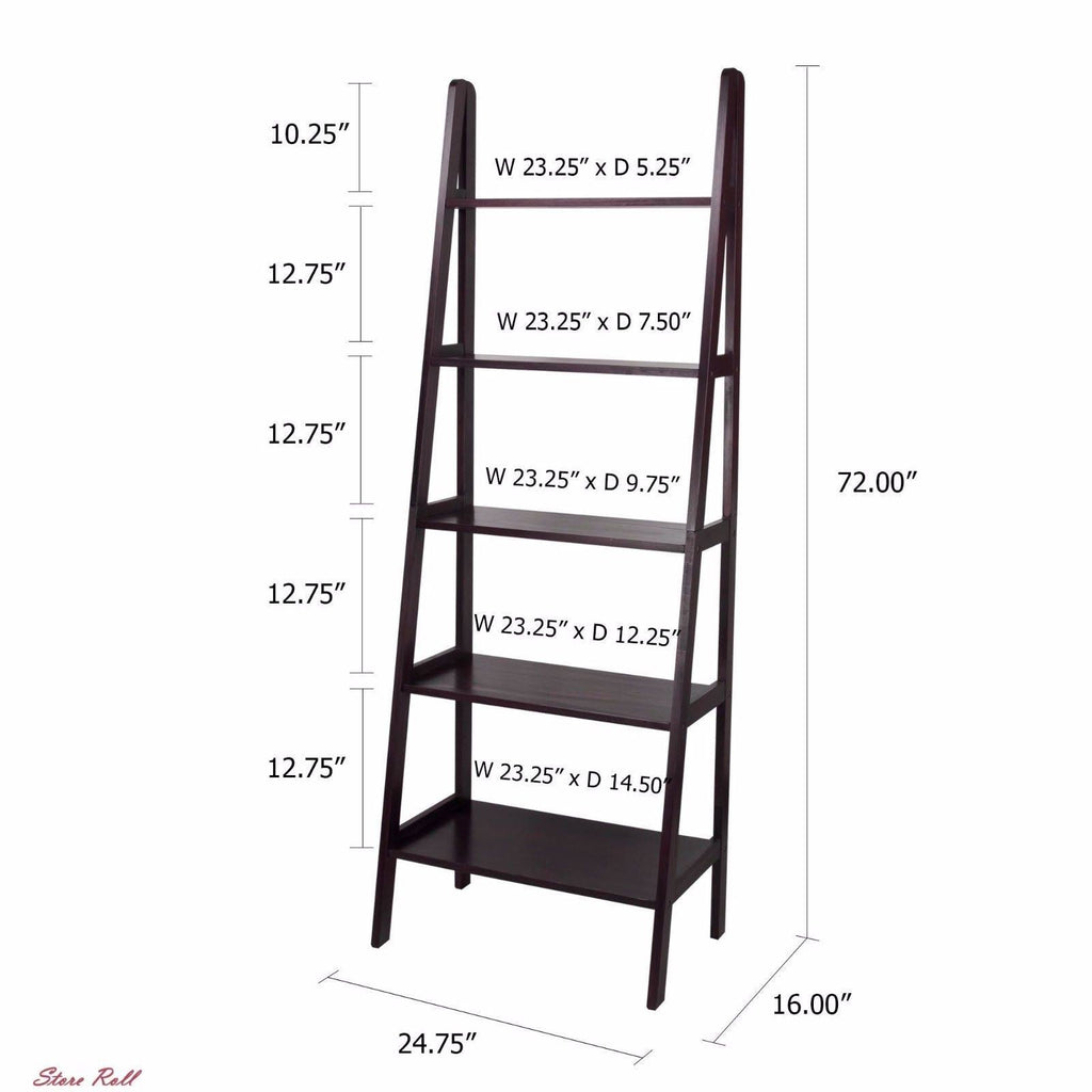 5 Shelf Ladder Bookcase, Espresso O27223