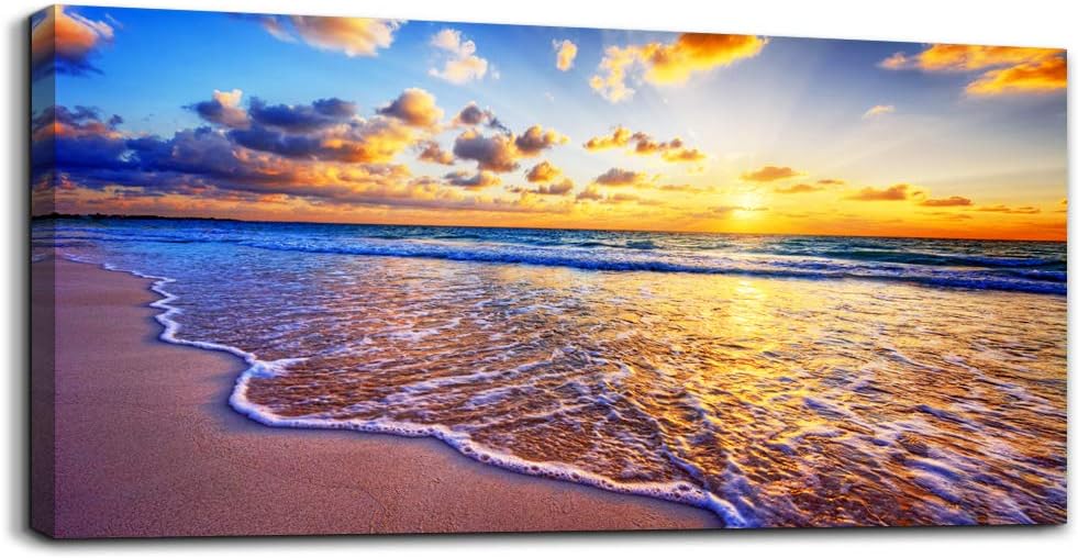 Mountain Landscape Painting Canvas Wall Art, Stretched and Framed Ready to Hang, 20 x 40inch U175