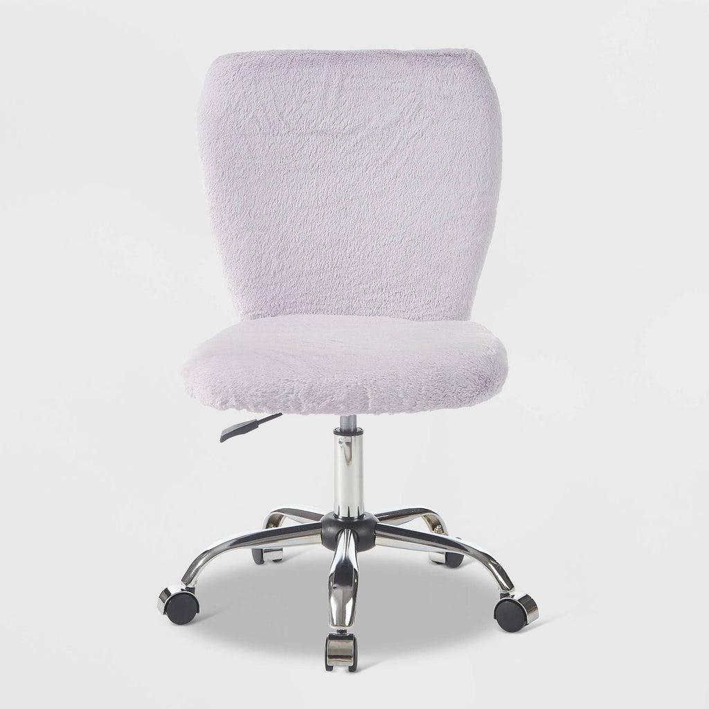 Lavender Faux Fur Rolling Desk Chair H466