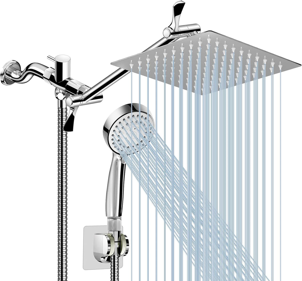 High Pressure Rainfall Shower Head with Handheld Shower Combo, Stainless Steel, Pack of 2 O16459