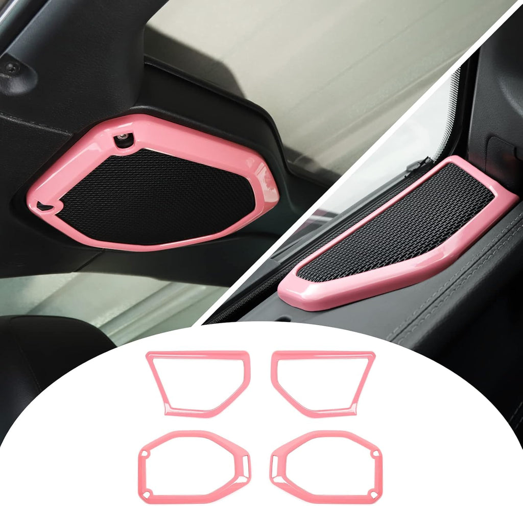 4PCS Car Roof Speaker & A Pillar Speaker Cover Trim Interior Accessories (Pink) M2314