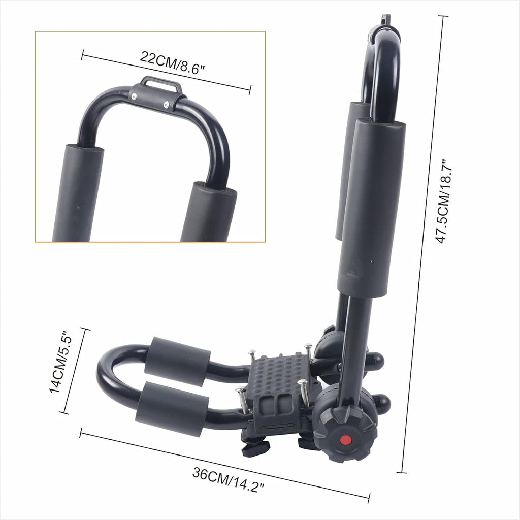 1 Pair Foldable J-Bar Kayak Roof Rack Carrier for SUV Truck Crossbars V3418