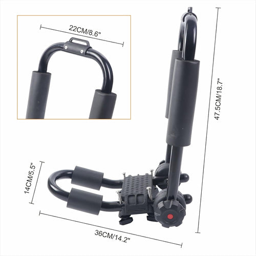 1 Pair Foldable J-Bar Kayak Roof Rack Carrier for SUV Truck Crossbars V3418