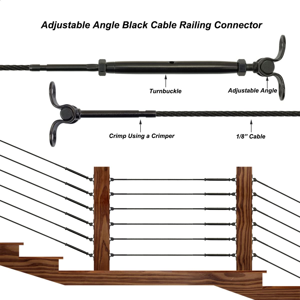 Black Cable Railing Hardware Kit, 10 Pairs B443180