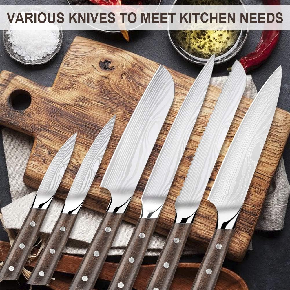 15 Pc German High Carbon Stainless Steel Knife Set with Wooden Block Q172