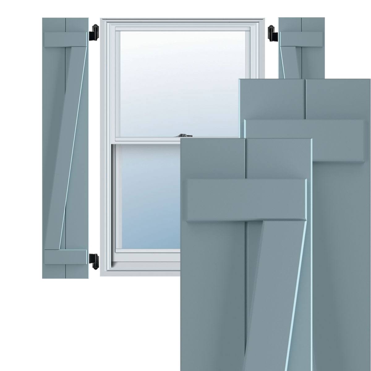 10-3/4x22 x 70x22 PVC Board and Batten Shutters, Peaceful Blue (Per Pair) U166159