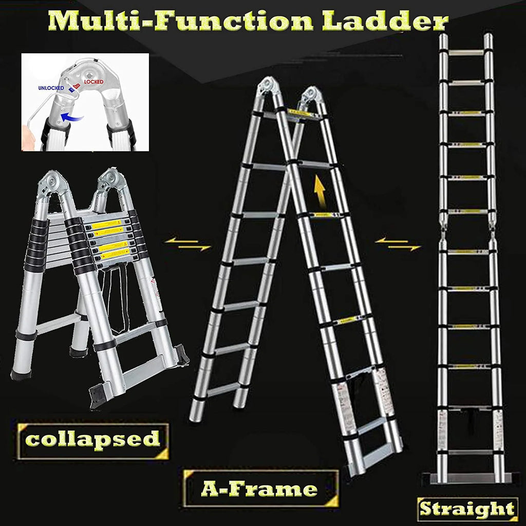 16.5FT Aluminum Telescoping Extension Ladder F8504