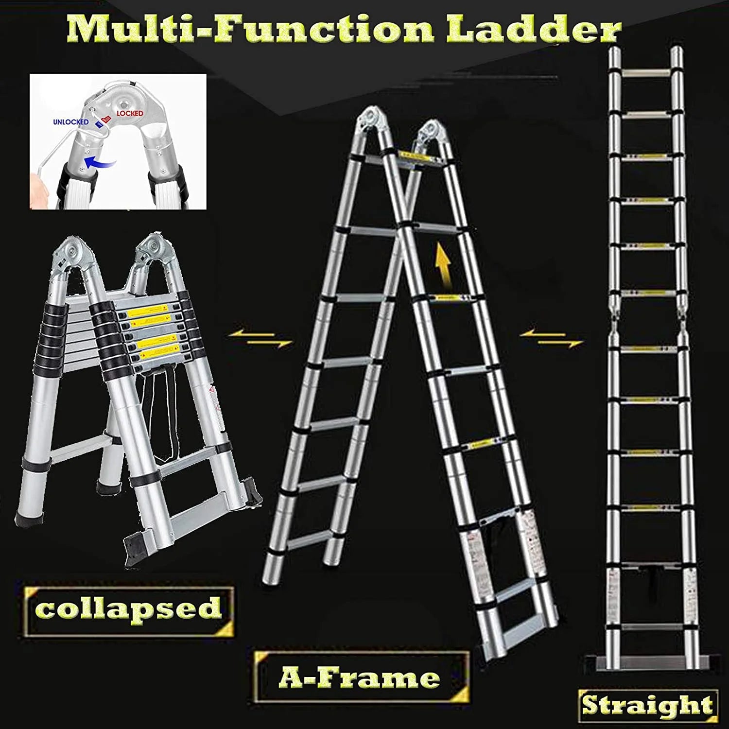 16.5FT Aluminum Telescoping Extension Ladder F8504