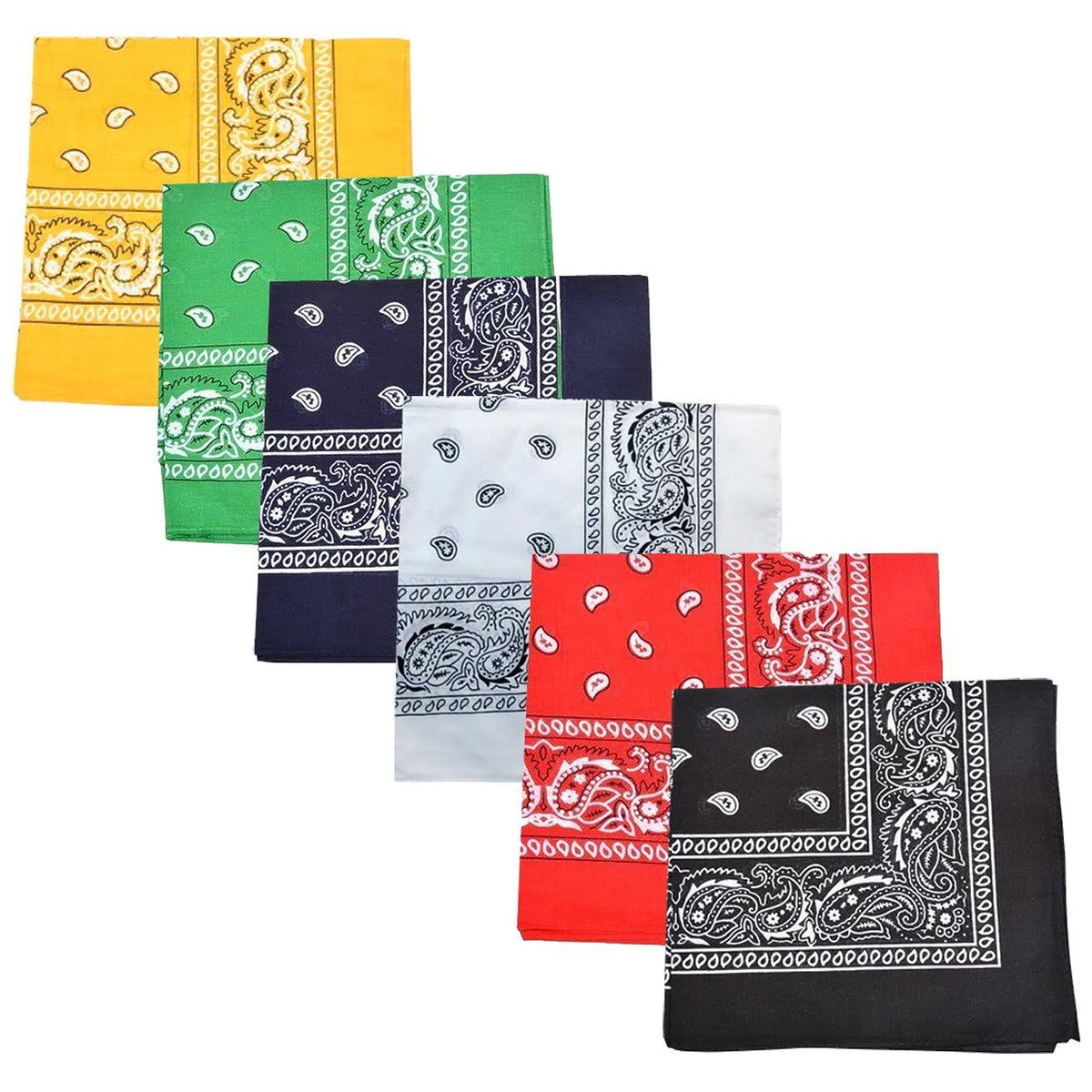 96 Pack 100% Cotton Double Sided Paisley Bandanas W331