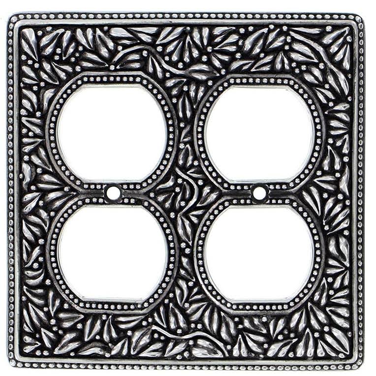 Antique Silver 2-Gang Duplex Outlet Wall Plate Q2766