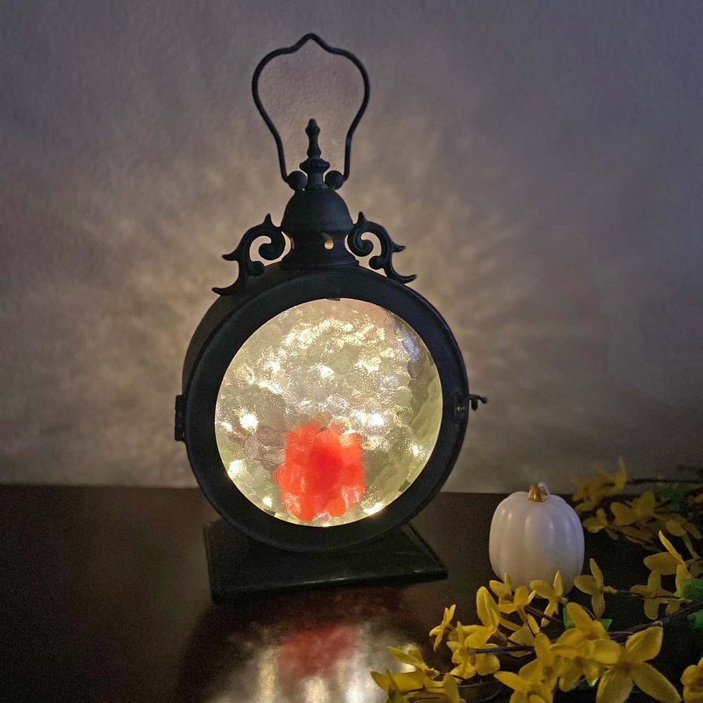 Metal Round Hanging Candle Lantern with Curved Glass Insert B5700