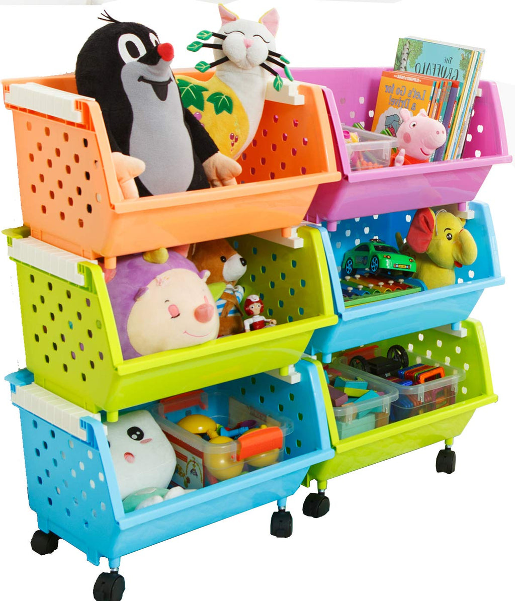 4 Baskets Kids' Toys Storage Organizer with Wheels R913448